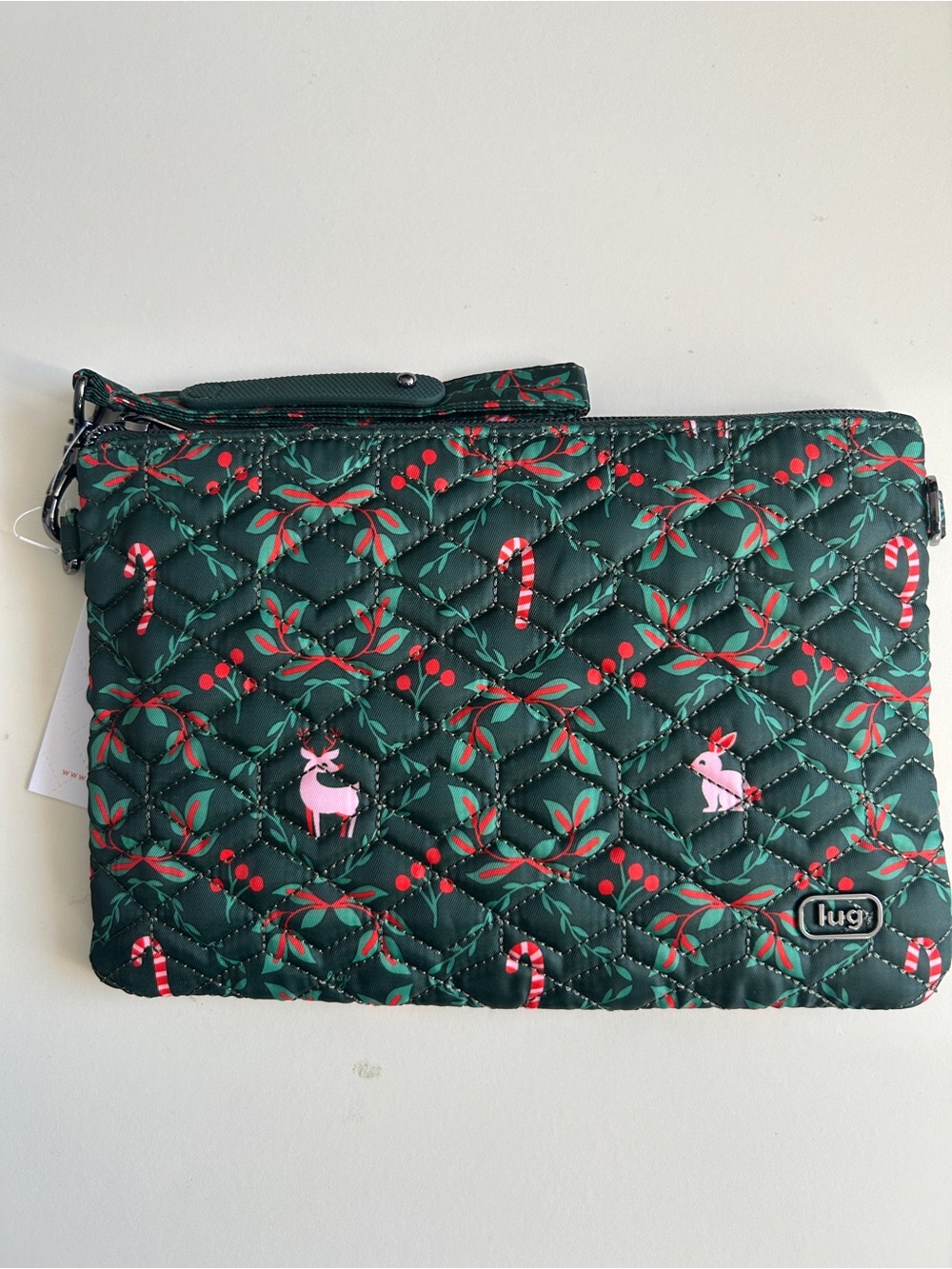 LUG ZIPLET 2 RFID WRISTLET WALLET HOLIDAY FOREST NWT